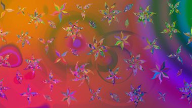 Raster illüstrasyonu. Çiçek desenli çizim. Asya tekstil tarzında. Güzel kumaş deseni. Renkli Bahar Teması eskiz kalıbı. Düz Çiçek Elementleri Tasarımı.