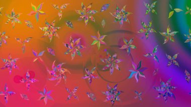 Raster illüstrasyonundaki çiçek desenli çizim. Turuncu renkte çiçekler.