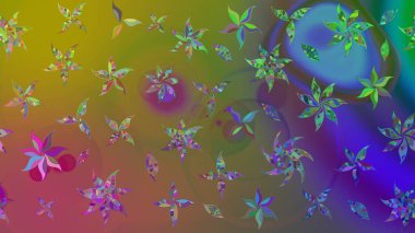 El çizimi. Çiçekli, yapraklı, çiçek desenli eskiz. Raster illüstrasyonu.