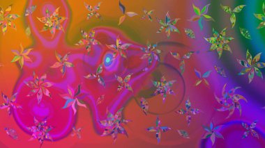 Hediye ambalaj kağıdı, tebrik kartları, posterler ve pankart tasarımı. Raster düz çiçek çizim deseni. Mor renkte çiçekler.