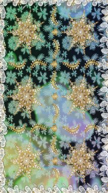 Raster geleneksel, gri renklerde, altın, kusursuz desen. Barok tarzında kusursuz bir doğulu süsü..