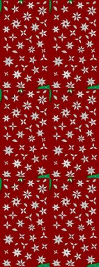 Elle çizilmiş çiçek desenli Raster çizimi. Tekstil, kumaş, ambalaj, hatıra defteri için hoş bir çiçek arkaplanı. Çocuksu tasarım. Kırmızı arkaplanda.