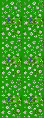 Küçük çiçekli yay deseni çiz. Raster illüstrasyonu. Suluboya tarzında yeşil renkler üzerine.