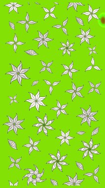 Yeşil renkli Asya tekstili. Suluboya çiçekli çiçek deseni. Raster illüstrasyonu.