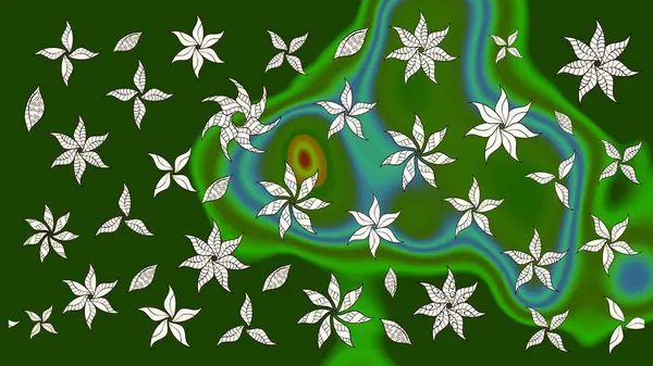 Küçük yeşil çiçeklerle oldukça eski bir besin torbası deseni. Tekstil, kumaş, kapaklar, duvar kağıtları, baskı, paket, koleksiyon defteri, örgü, dekupaj için çiçek arkaplanı..