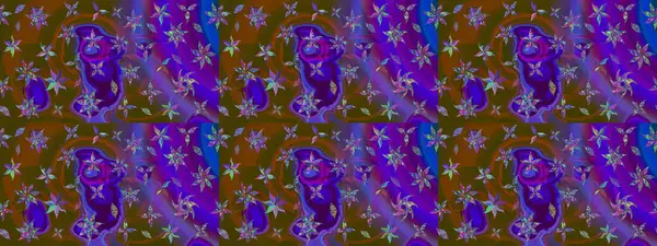 Küçük bir çiçekte eskiz deseni. Raster illüstrasyonu. Güzel kumaş deseni. Güzel çiçek arkaplanı..