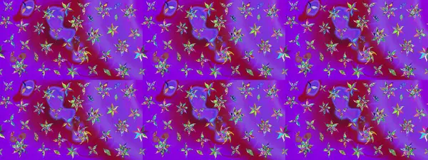 Mor renkli şirin çiçek deseni. Raster Modaya uygun kumaş deseni. Renkli Bahar Teması eskiz kalıbı. Düz Çiçek Elementleri Tasarımı.