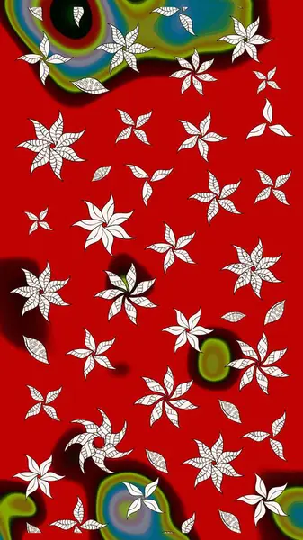 Süslü kumaş deseni. Renkli Bahar Teması eskiz kalıbı. Düz Çiçek Elementleri Tasarımı. Raster illüstrasyonunda çiçek deseni çizimi.