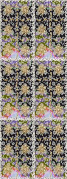 Damask arkaplanı tekerrür ediyor. Gri renklerdeki altın element. Barok tarzında altın çiçek süsü. Antika altın tekrarlanabilir duvar kağıdı.