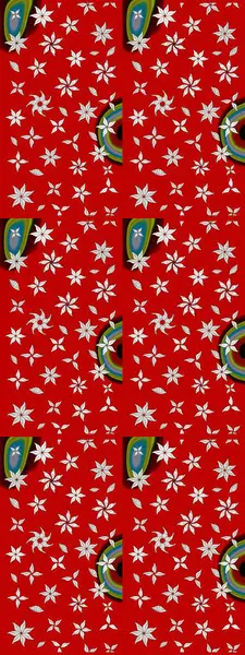 Sevimli çiçek raster deseni. Kırmızı renkte çiçekler. Renkli Bahar Teması eskiz kalıbı. Düz Çiçek Elementleri Tasarımı.