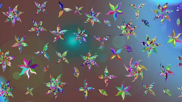 Düz Çiçek Elementleri Tasarımı. Renkli Bahar Teması eskiz kalıbı. Raster illüstrasyonu. Kahverengi renkte zarif çiçekler ve suluboya..