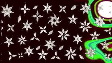 Elle çizilmiş çiçek desenli Raster çizimi. Tekstil, kumaş, ambalaj, hatıra defteri için hoş bir çiçek arkaplanı. Çocuksu tasarım. Siyah arkaplanda.