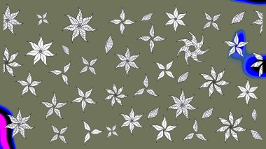 Çiçekli karalama şeklinde Raster çiçek deseni. Nazik, narin çiçek arkaplanı. Yeşil renkte çiçekler.