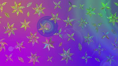 Tatil havası. Raster güzel bir çiçek deseni çizmiş. Nazik romantik baskı. Mor renkli çiçekler. Bahar mevsimi.