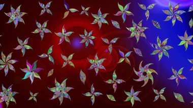 Raster illüstrasyonundaki çiçek desenli çizim. Kahverengi renkte çiçekler.