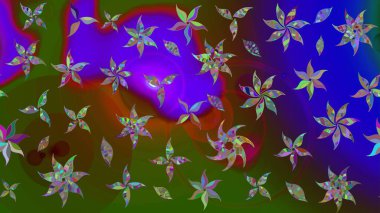 El çizimi Raster çizimi. Çizim çiçek deseni duvar kağıdı, web sitesi arka planı, ambalaj kağıdı, davetiye, broşür, afiş veya web sitesi için kullanılabilir. Parlak elementlerin.