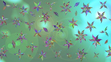 Yeşil renkli çiçekler. Raster illüstrasyonunda çiçek deseni çizimi.