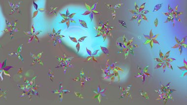 Gri renkli çiçekler. Tropik çiçek desenleri. Raster illüstrasyonu.