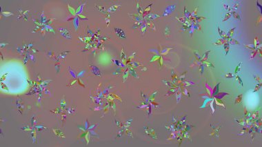 Gri renkli çiçekler. Raster illüstrasyonunda çiçek deseni çizimi.