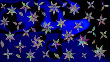 Çiçek mavisi eskiz deseni. Klasik taslak çizimi. Raster Yumuşak kumaş deseni. Raster çiçek izi..