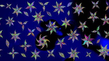 Mavi renkli çiçekler. Tekstil ve kapak tasarımı için mükemmel. Elle çizilmiş sonbahar çiçeği deseni. Doodle tarzı. Renkli mavi çizim deseni.