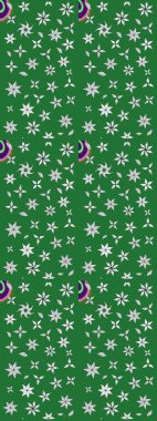 Çiçek desenli çizim. Raster illüstrasyonu. Asya tekstil tarzında. Yeşil renkli çiçekler. Raster illüstrasyonu.