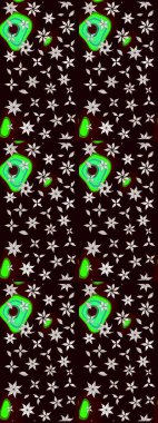 Raster illüstrasyonundaki çiçek desenli çizim. Siyah renkte çiçekler.