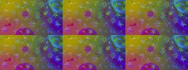 Düz Çiçek Elementleri Tasarımı. Yeşil renkli çiçekler. Renkli Bahar Teması eskiz kalıbı. Raster illüstrasyonunda çiçek deseni çizimi.