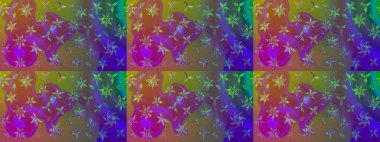 Elle boyanmış suluboya resim çizimleri, çiçekler ve bitkiler. Mor renkte çiçekler.