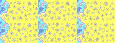 Çizim çiçek deseni duvar kağıdı, web sitesi arka planı, ambalaj kağıdı, davetiye, broşür, afiş veya web sitesi için kullanılabilir. El çizimi Raster çizimi. Karalama elementleri.