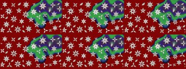 Parlak çiçekli kolaj çiçeği kırmızısı. Çiçekli zambakların eskiz geçmişi. Çiçek tasarımı için inanılmaz kolaj cennet tarzı..