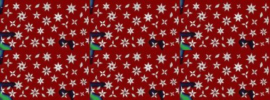 Raster illüstrasyonu. Klasik çiçek tasarımı elementleri. Kırmızı kıvırcık çiçekler kırmızı renkte şekillenir.