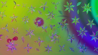 Küçük çiçekteki sevimli çiçek deseni. Yumuşak, yeşil renkli yaz çiçekleri. Raster illüstrasyonu. Raster deseni.