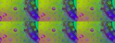 Raster illüstrasyonundaki çiçek desenli çizim. Suluboya tarzında yeşil renkte çiçekler.