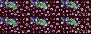 Raster. Eski usul. Tomurcukları çiçek olan sevimli bir çiçek deseni. Eskiz geçmişi. Raster illüstrasyonu. Kumaş, tekstil ve duvar kağıdı baskısı için..