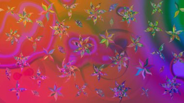 Raster illüstrasyonu. Çiçekli karalama şeklinde Raster çiçek deseni. Nazikçe, yaz çiçekleri pembe renklerde.