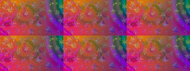 Eskiz arkaplan modeli. Raster illüstrasyonu. Mor yapraklı yabani çiçekler. Suluboya, elle çizilmiş.