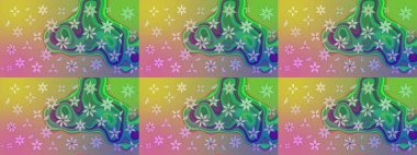 Çiçeksel çizim kalıbının yansıması. Vadinin yeşil renkli çiçekleri.