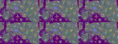 Rengarenk çiçekleri ve doğal renklerde yaprakları olan harika bir çiçek deseni. Moda baskıları için zarif bir şablon. Modern çiçek arkaplanı. Halk stili.