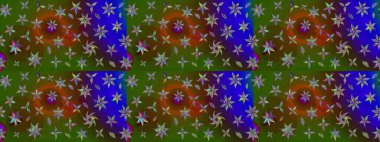 Raster illüstrasyonundaki çiçek desenli çizim. Suluboya tarzında yeşil renkte çiçekler.