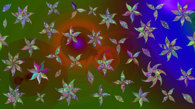 Eski usul. Raster illüstrasyonu. Miles Fleur, süslü püslü bir süs. Eskiz geçmişi. Kumaş, tekstil, duvar kağıdı baskısı için. Tomurcukları papatya çiçekleri olan sevimli bir çiçek deseni..