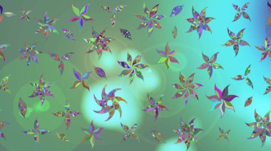 Yeşil renkli çiçekler. Şatafatlı bahar bahçesi dokusu. Raster illüstrasyonu. Çiçek deseni. Yeşil renkte çiçek çizimi.