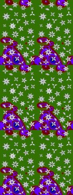 Raster düz çiçek çizim deseni. Hediye ambalaj kağıdı, tebrik kartları, posterler ve pankart tasarımı. Yeşil renkte çiçekler.