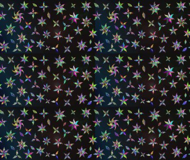 Raster illüstrasyonundaki çiçek desenli çizim. Gri renkli çiçekler.