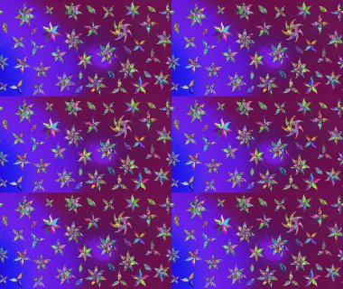 Parlak renkli çiçekleri ve mor renkli yaprakları olan harika bir çiçek deseni. Halk tarzı. Moda baskıları için zarif bir şablon. Modern çiçek arkaplanı.