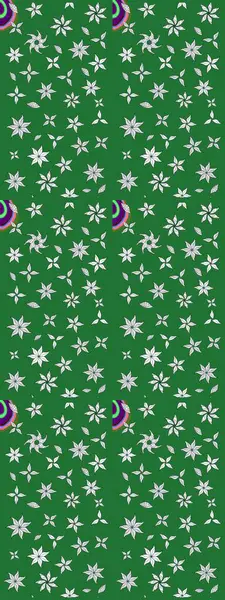 Çiçek desenli çizim. Raster illüstrasyonu. Asya tekstil tarzında. Yeşil renkli çiçekler. Raster illüstrasyonu.