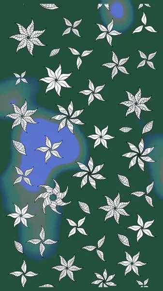 Süslü kumaş deseni. Raster illüstrasyonundaki çiçek desenli çizim. Renkli Bahar Teması eskiz kalıbı. Düz Çiçek Elementleri Tasarımı.