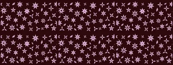 Düz Çiçek Elementleri Tasarımı. Raster Illustrasyon 'daki Çiçek Deseni' nin son moda çizimi. Renkli Yaz Temalı eskiz kalıbı. Kahverengi renkte çiçekler.