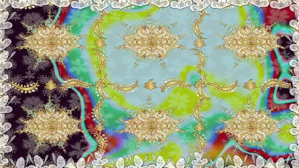 Şam, tasarım için kusursuz desen. Tarafsız renklerde, altın elementli pürüzsüz desen.