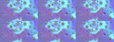 Mor renkli çiçekler. El çizimi çiçekli soyut çizim kalıbı. Raster illüstrasyonu.